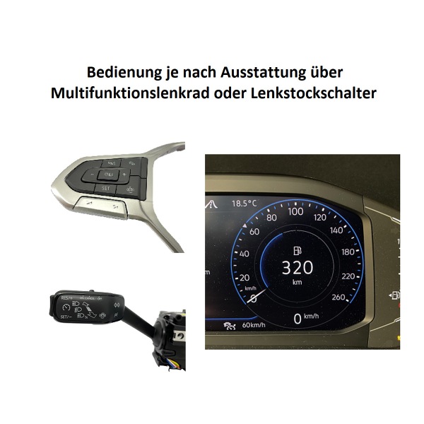 Tempomat GRA Nachrüstsatz für VW T-Cross mit MFL 